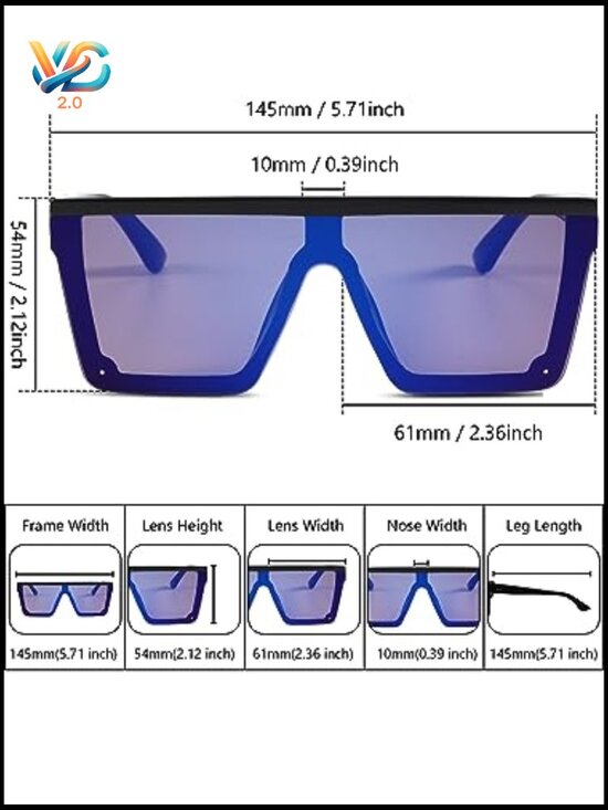 Oversized Flat Top Square Sunglasses Vintage Y2K Classic Shade Unisex Trendy main image 6